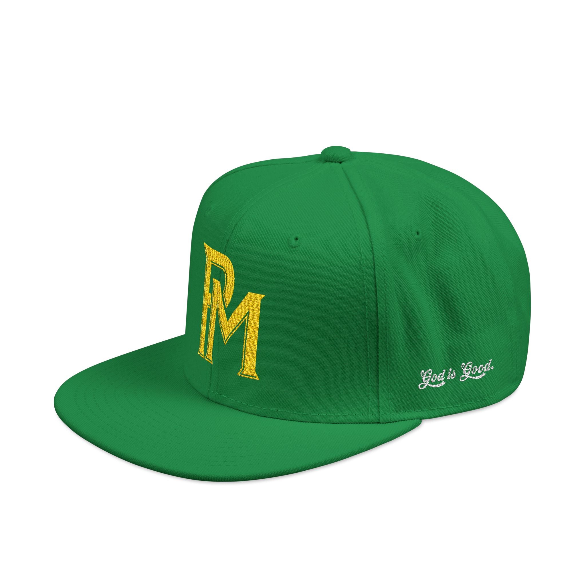 Embroidered 'RM' Snapback Hat — Flat Brim Streetwear Cap