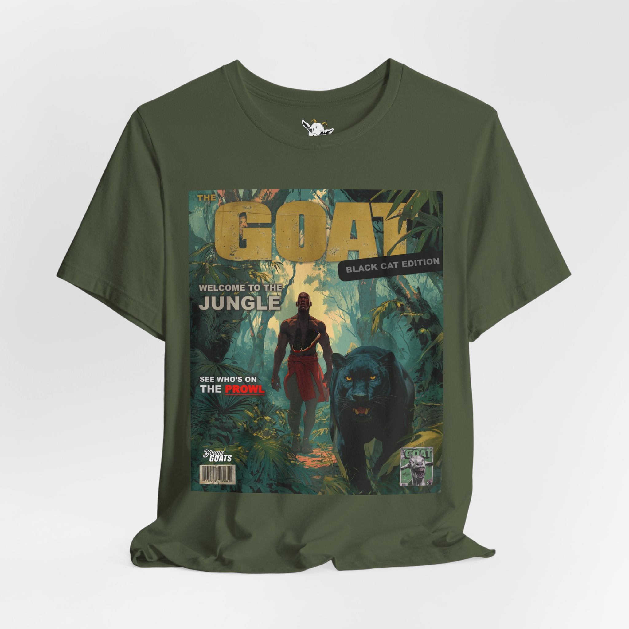 GOAT Jungle Cover T-Shirt — Black Panther & Warrior Graphic Tee