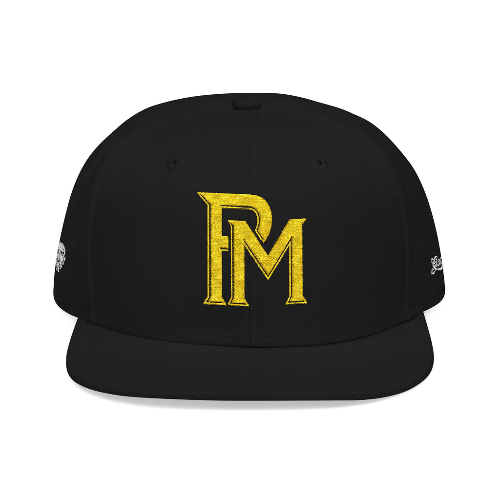 Embroidered 'RM' Snapback Hat — Flat Brim Streetwear Cap