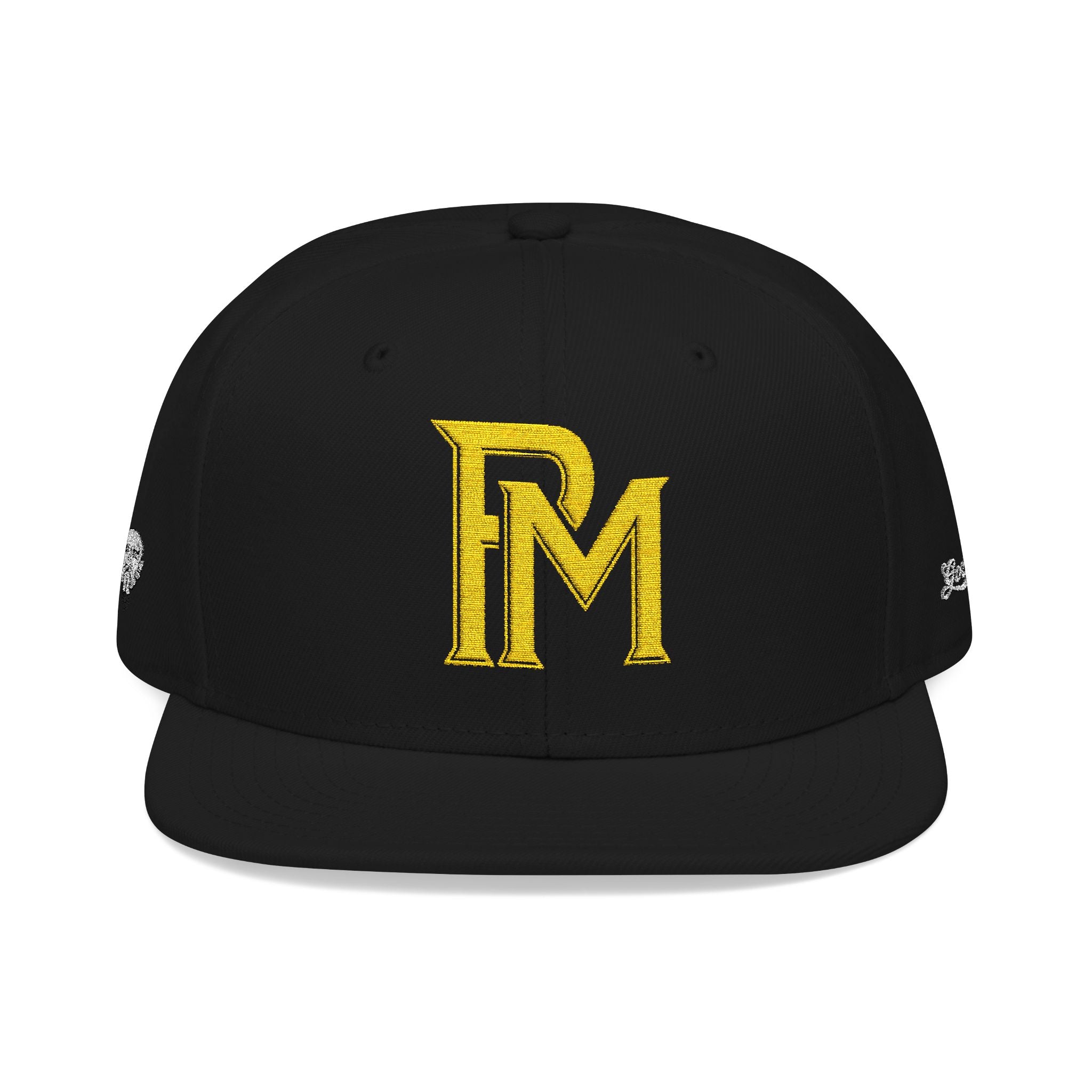 Embroidered 'RM' Snapback Hat — Flat Brim Streetwear Cap
