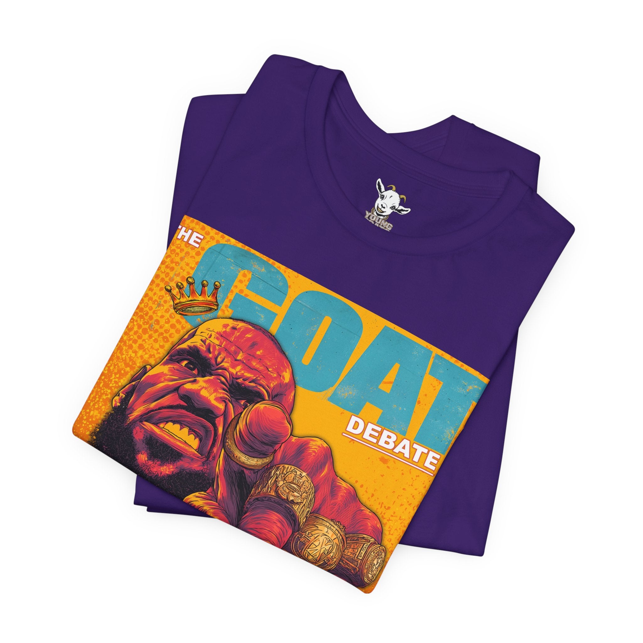 GOAT Debate Graphic Tee — Bold Sports Icon Magazine Cover Design