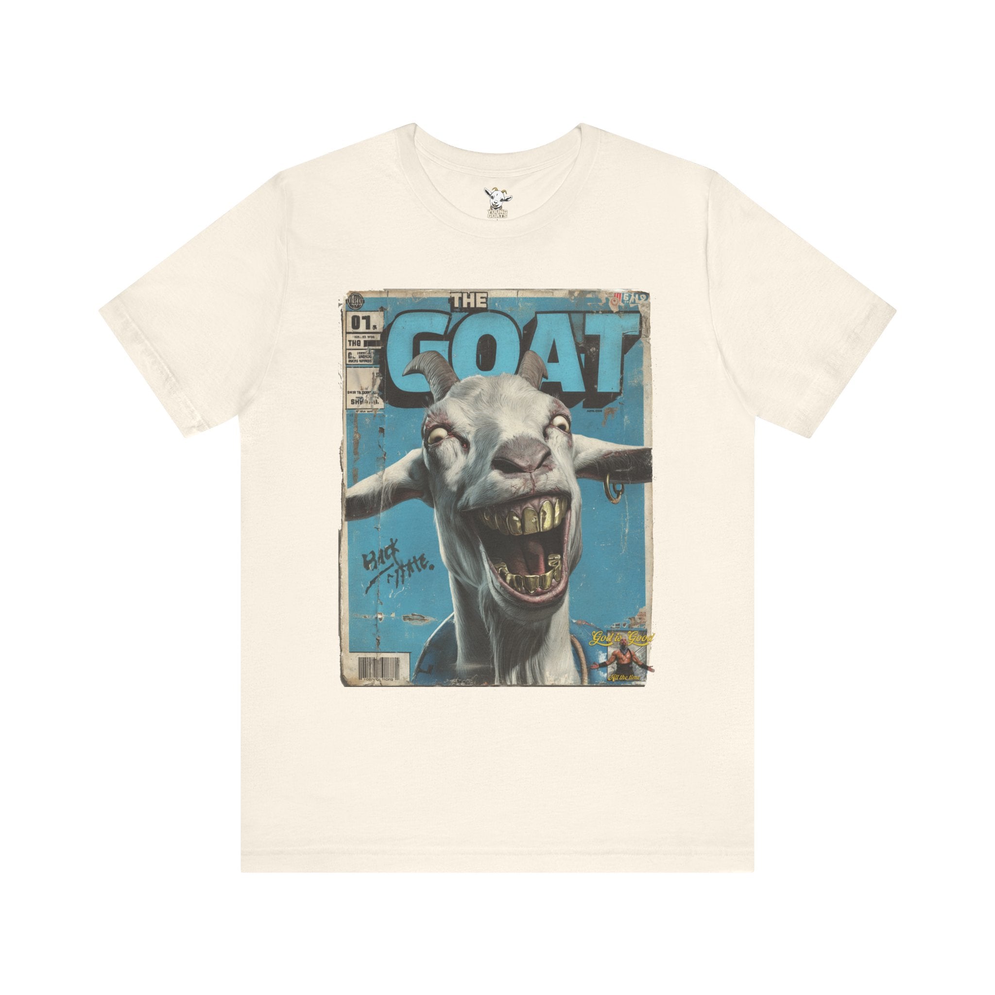 YOUNG GOATS Magazine Cover Tee — Funny Goat Graphic T-Shirt