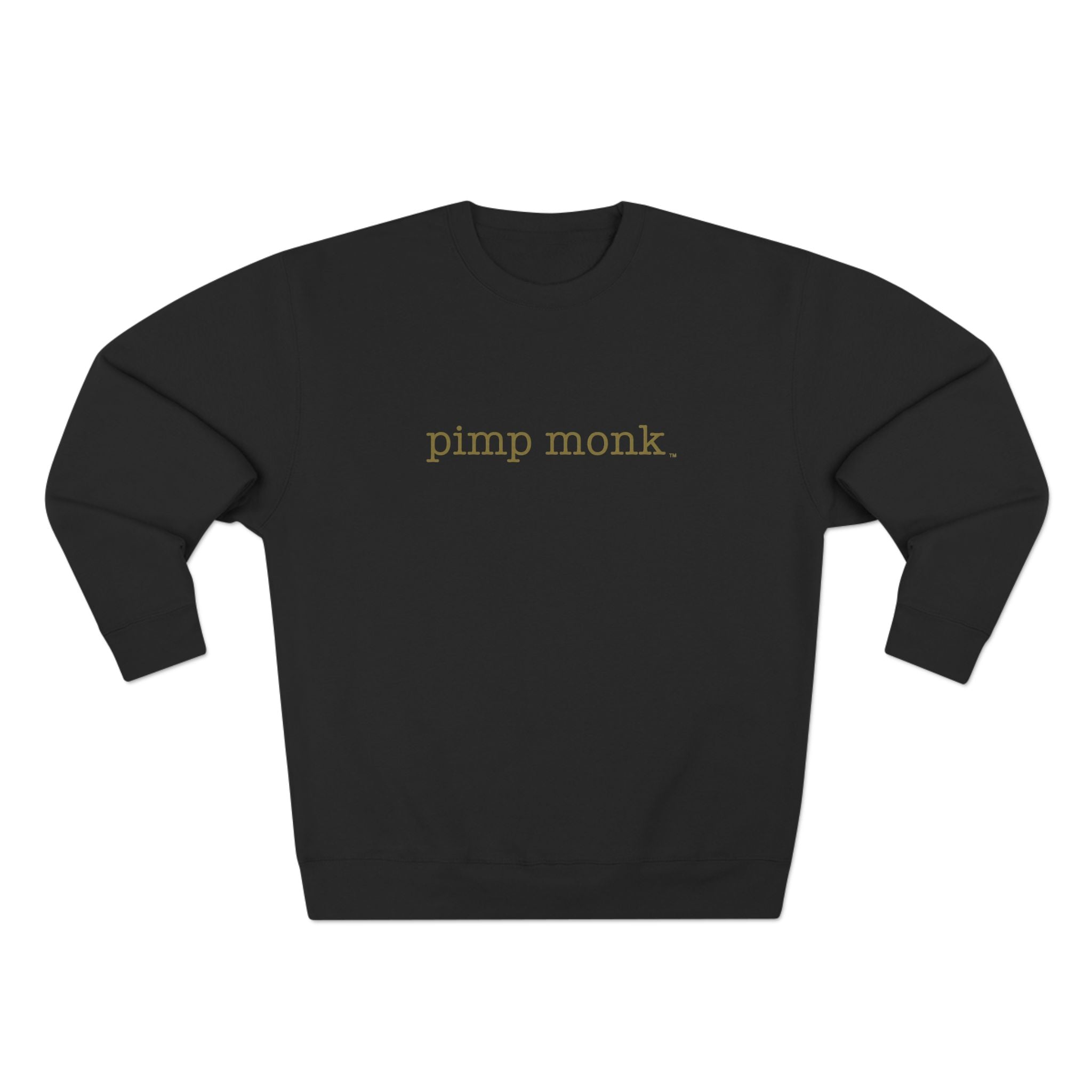 Pimp Monk Character Design Crewneck Sweatshirt — Vintage Tattoo-Style Monk Illustration