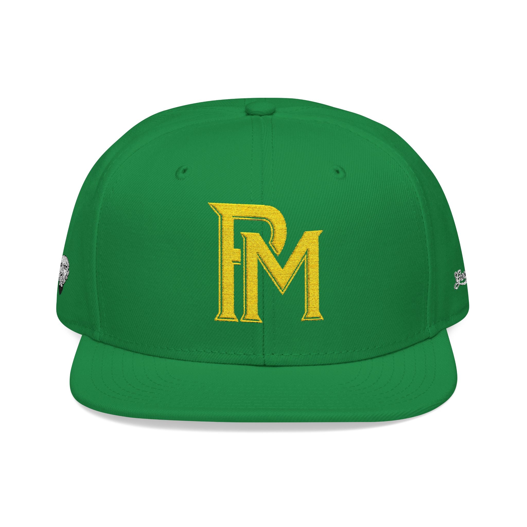 Embroidered 'RM' Snapback Hat — Flat Brim Streetwear Cap