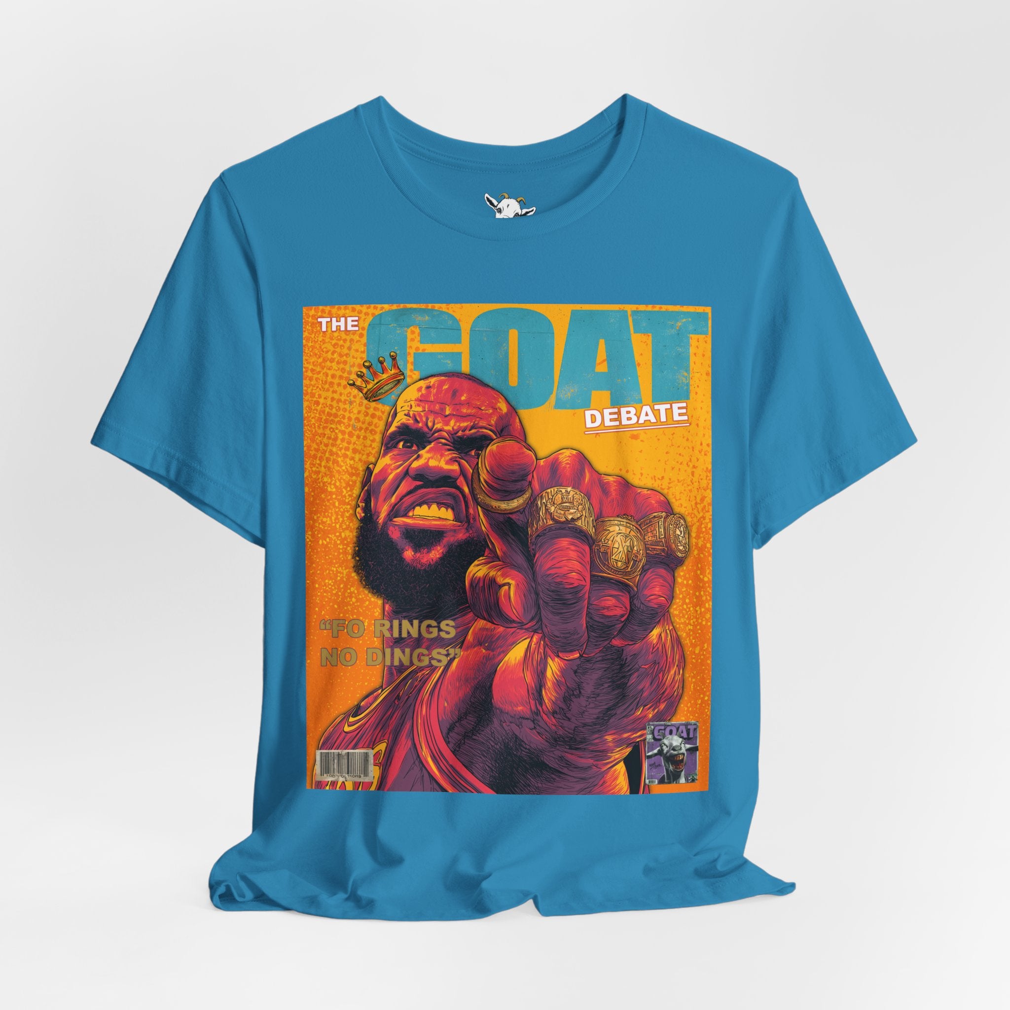 GOAT Debate Graphic Tee — Bold Sports Icon Magazine Cover Design