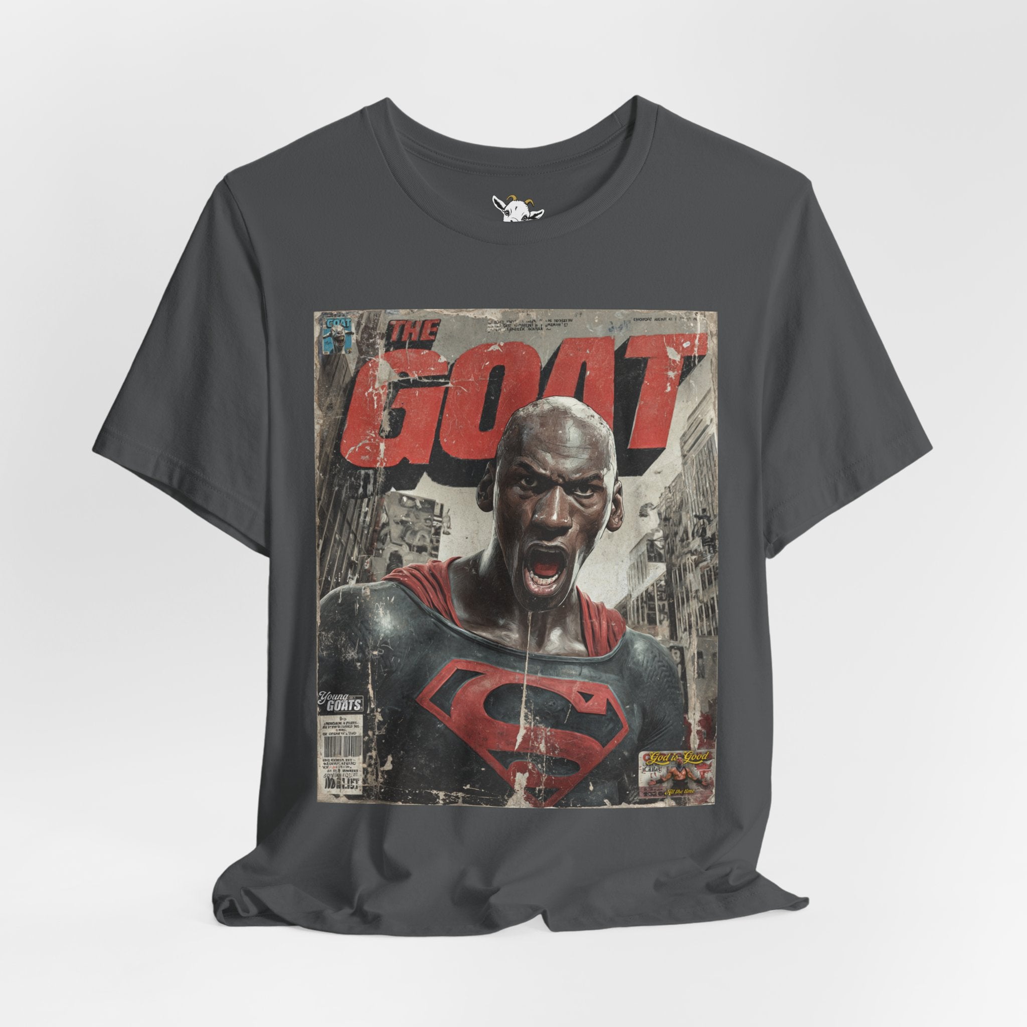GOAT Comic Style Superman Tee - Vintage Superhero Graphic Shirt