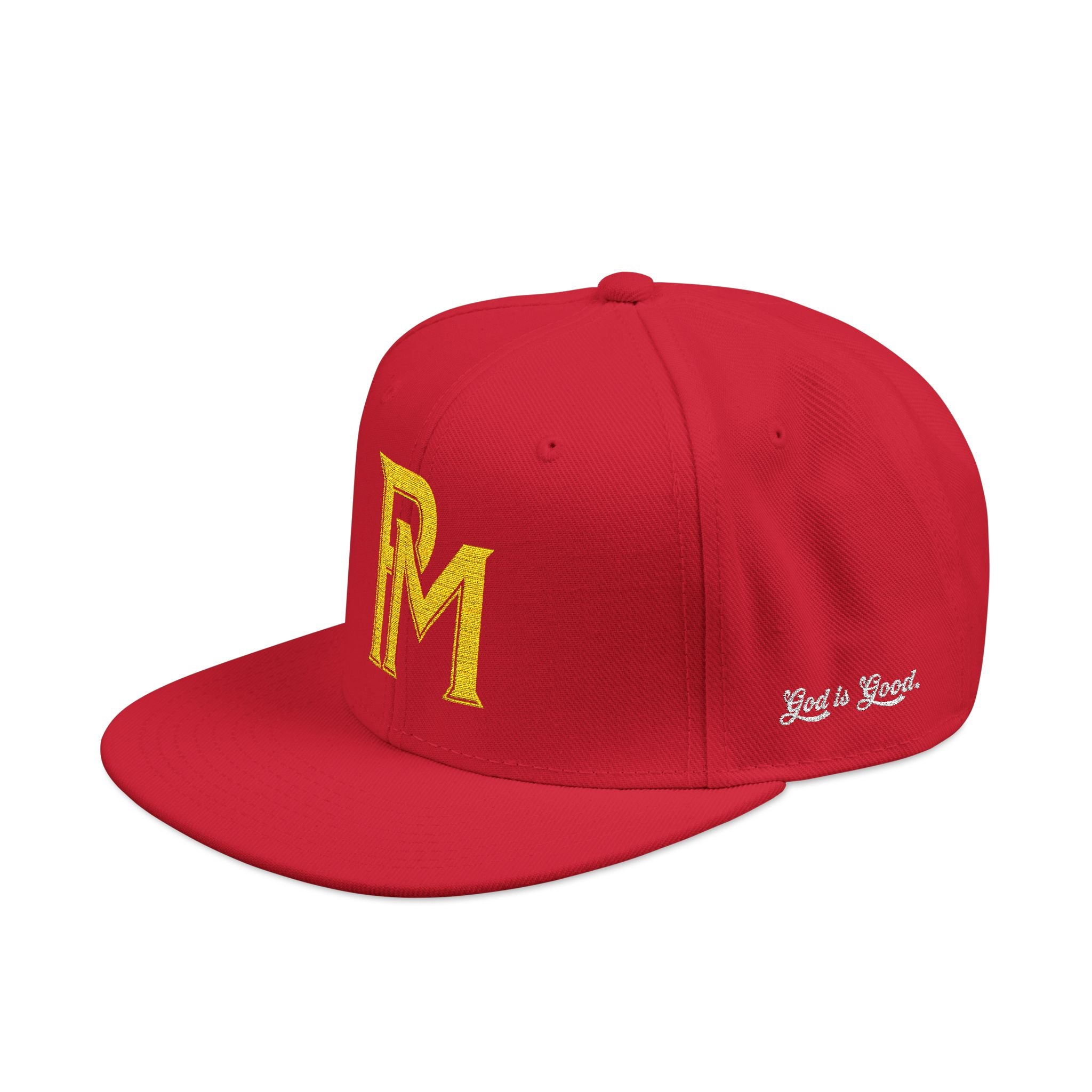 Embroidered 'RM' Snapback Hat — Flat Brim Streetwear Cap