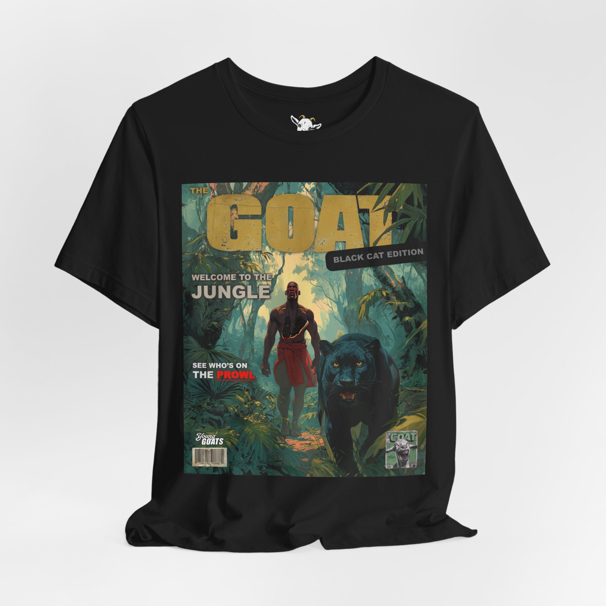 GOAT Jungle Cover T-Shirt — Black Panther & Warrior Graphic Tee