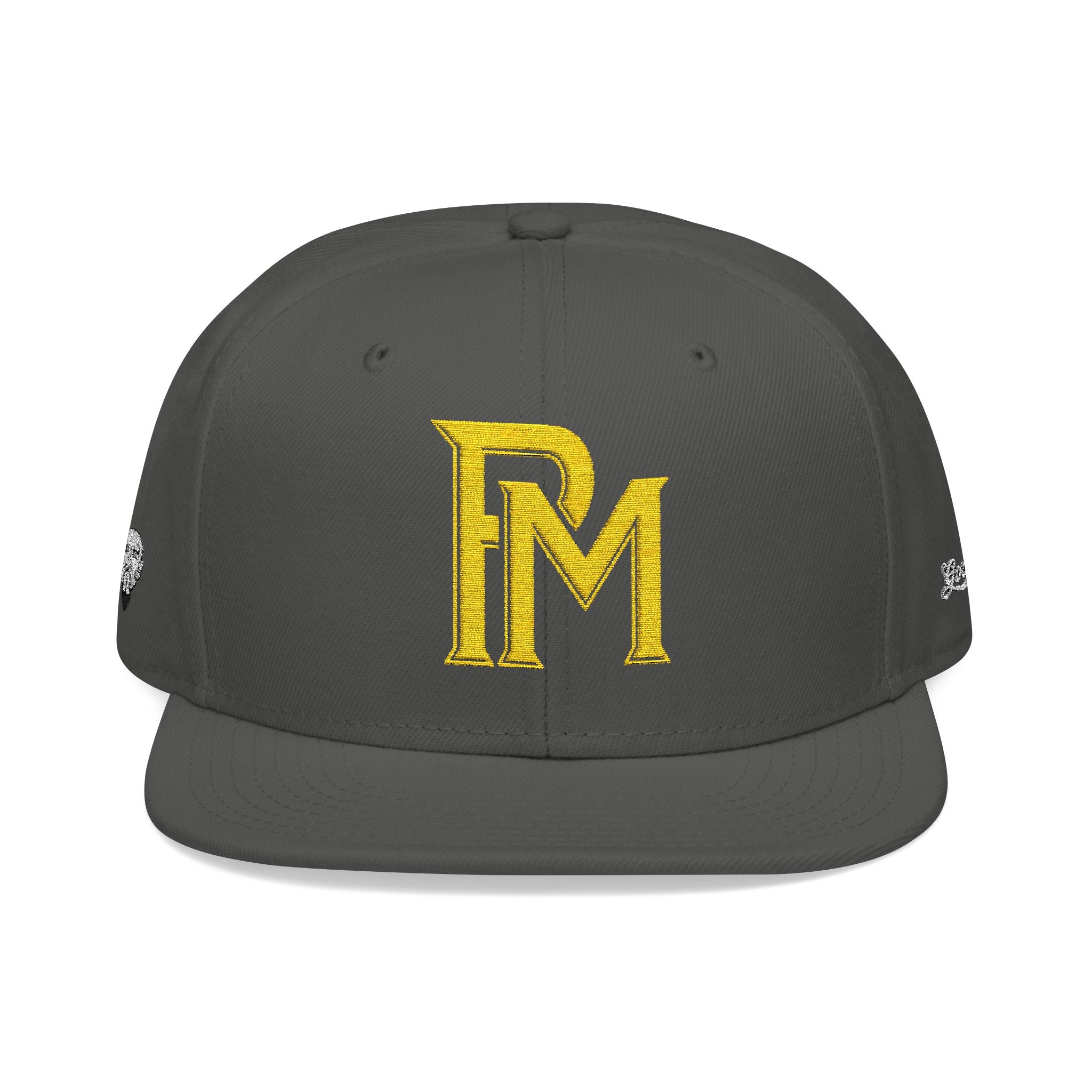 Embroidered 'RM' Snapback Hat — Flat Brim Streetwear Cap