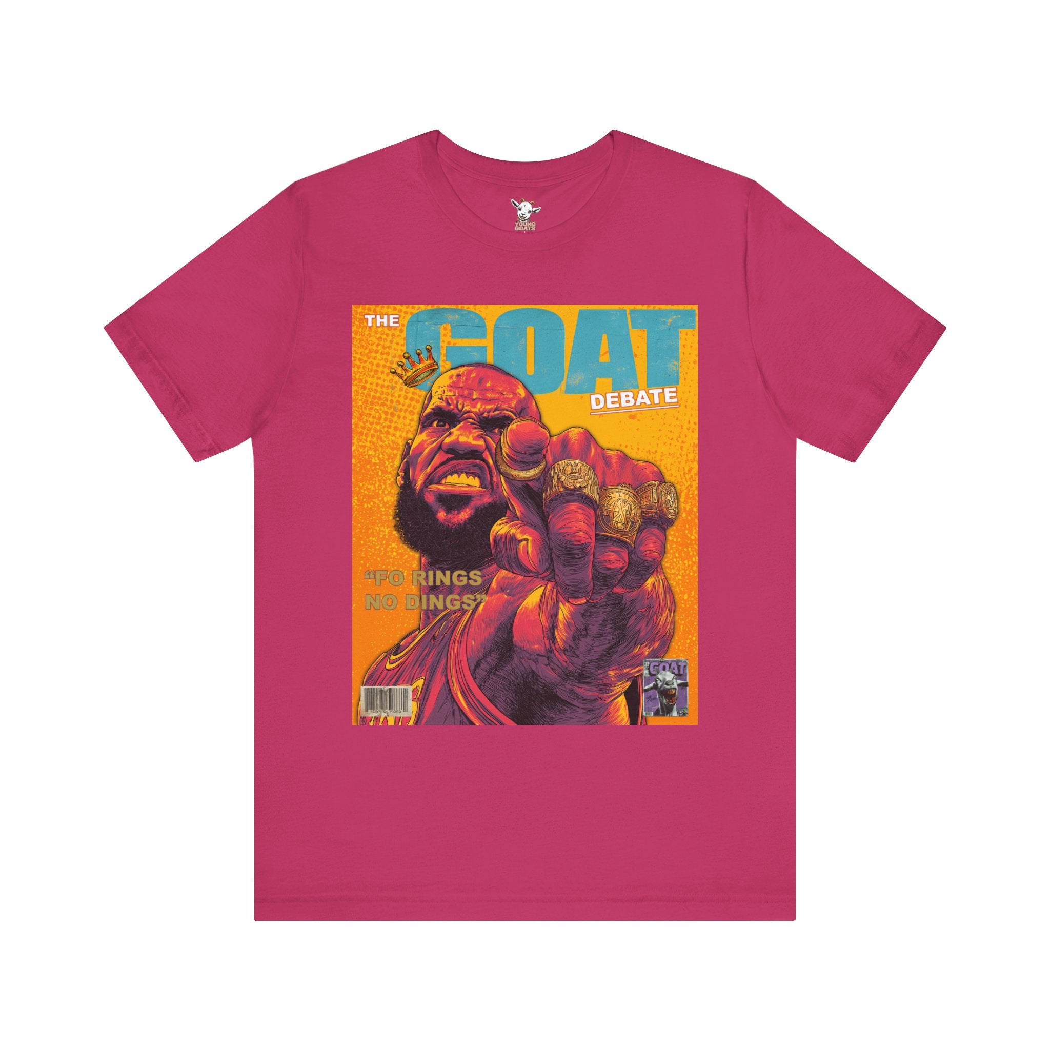 GOAT Debate Graphic Tee — Bold Sports Icon Magazine Cover Design