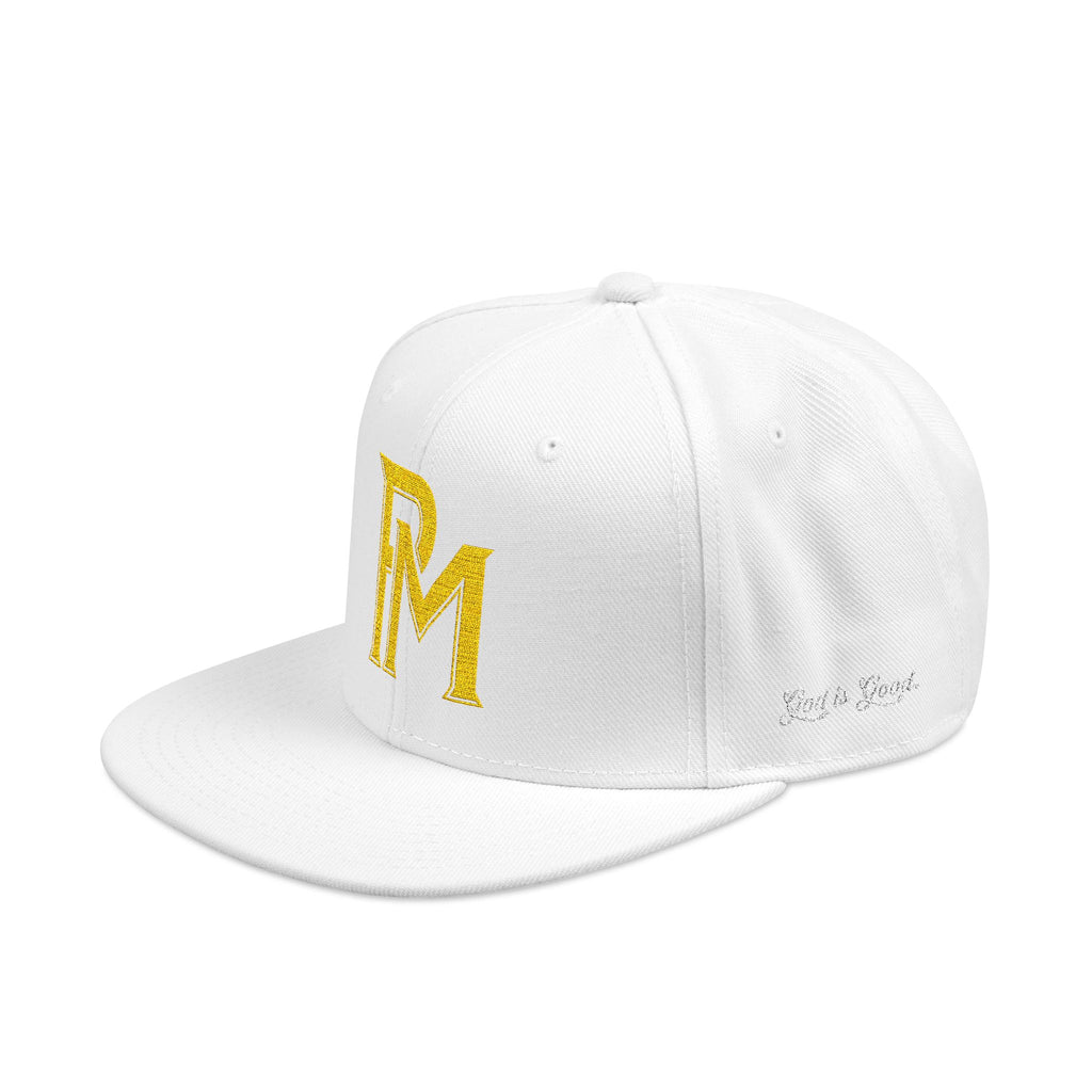 Embroidered 'RM' Snapback Hat — Flat Brim Streetwear Cap
