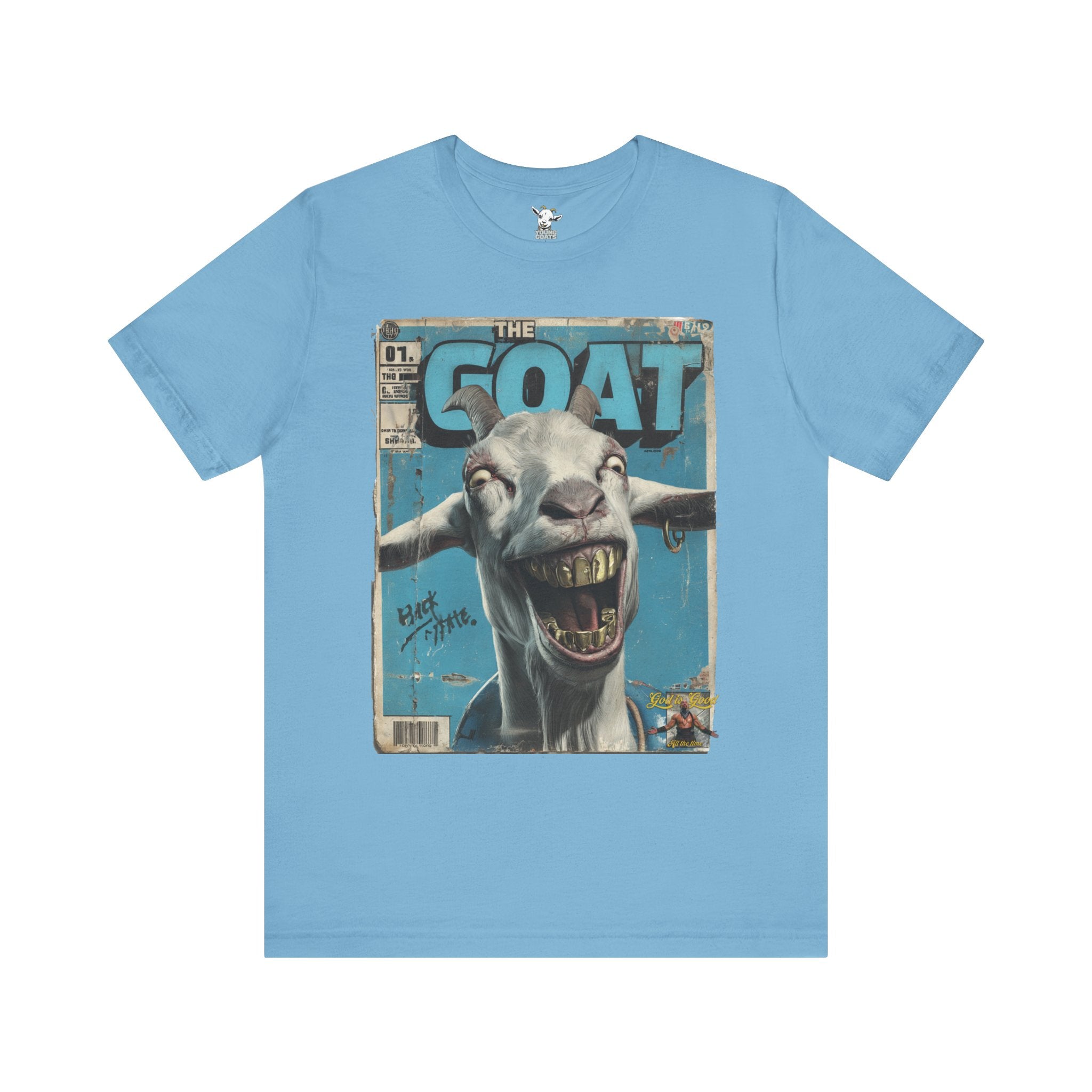 YOUNG GOATS Magazine Cover Tee — Funny Goat Graphic T-Shirt