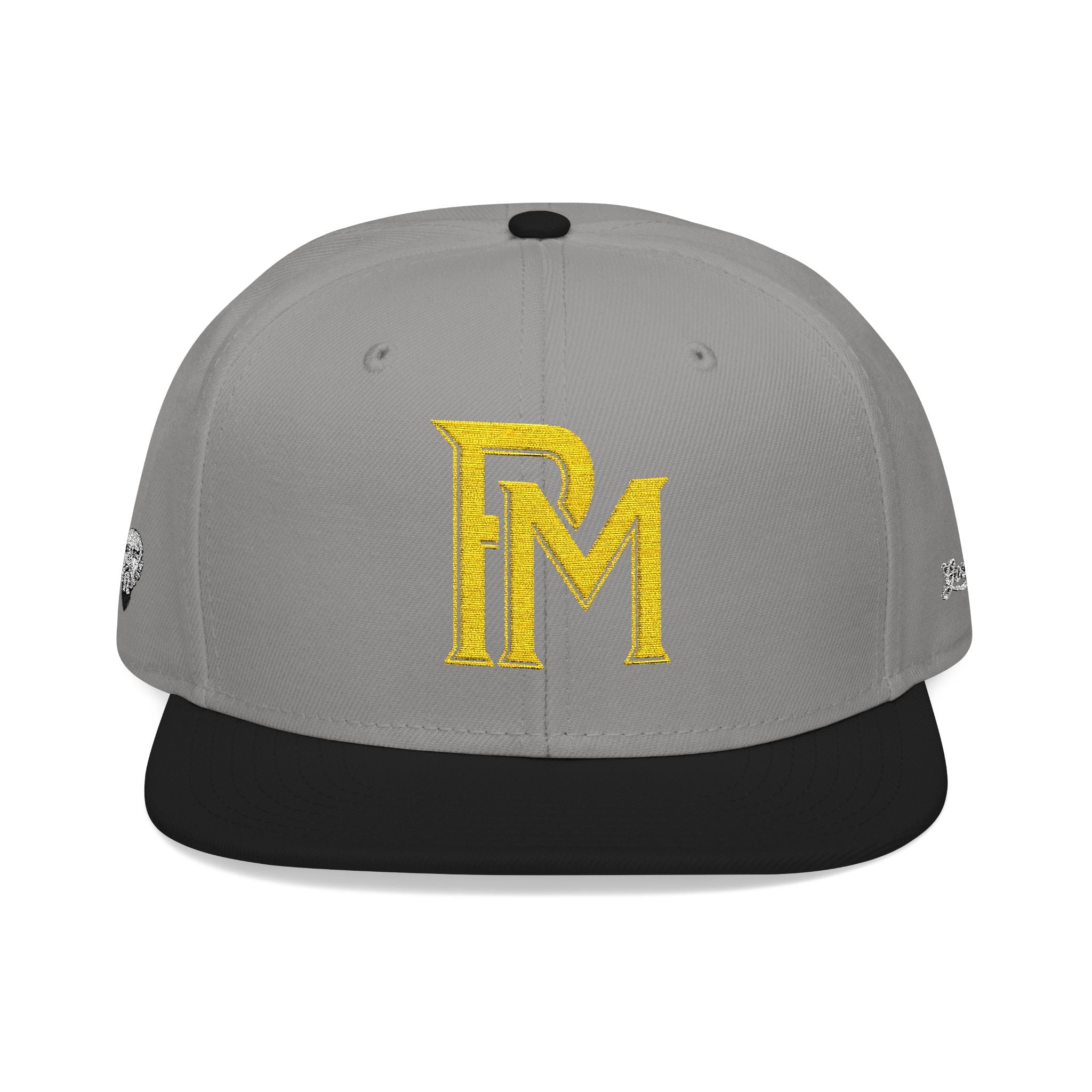 Embroidered 'RM' Snapback Hat — Flat Brim Streetwear Cap