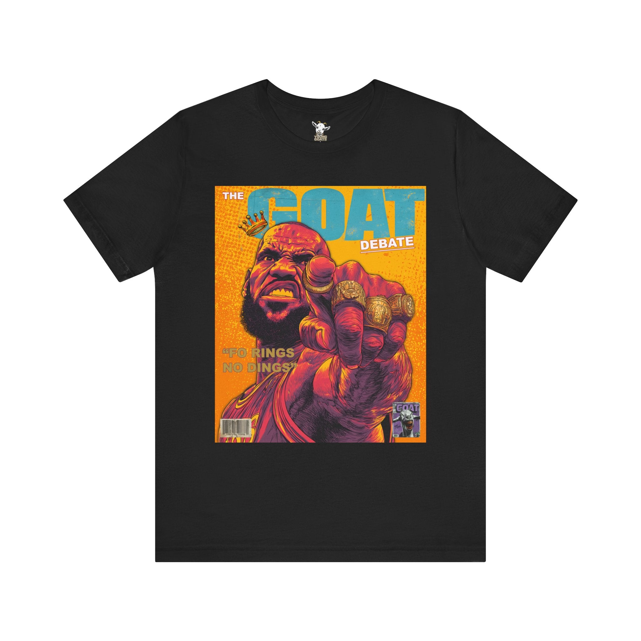 GOAT Debate Graphic Tee — Bold Sports Icon Magazine Cover Design