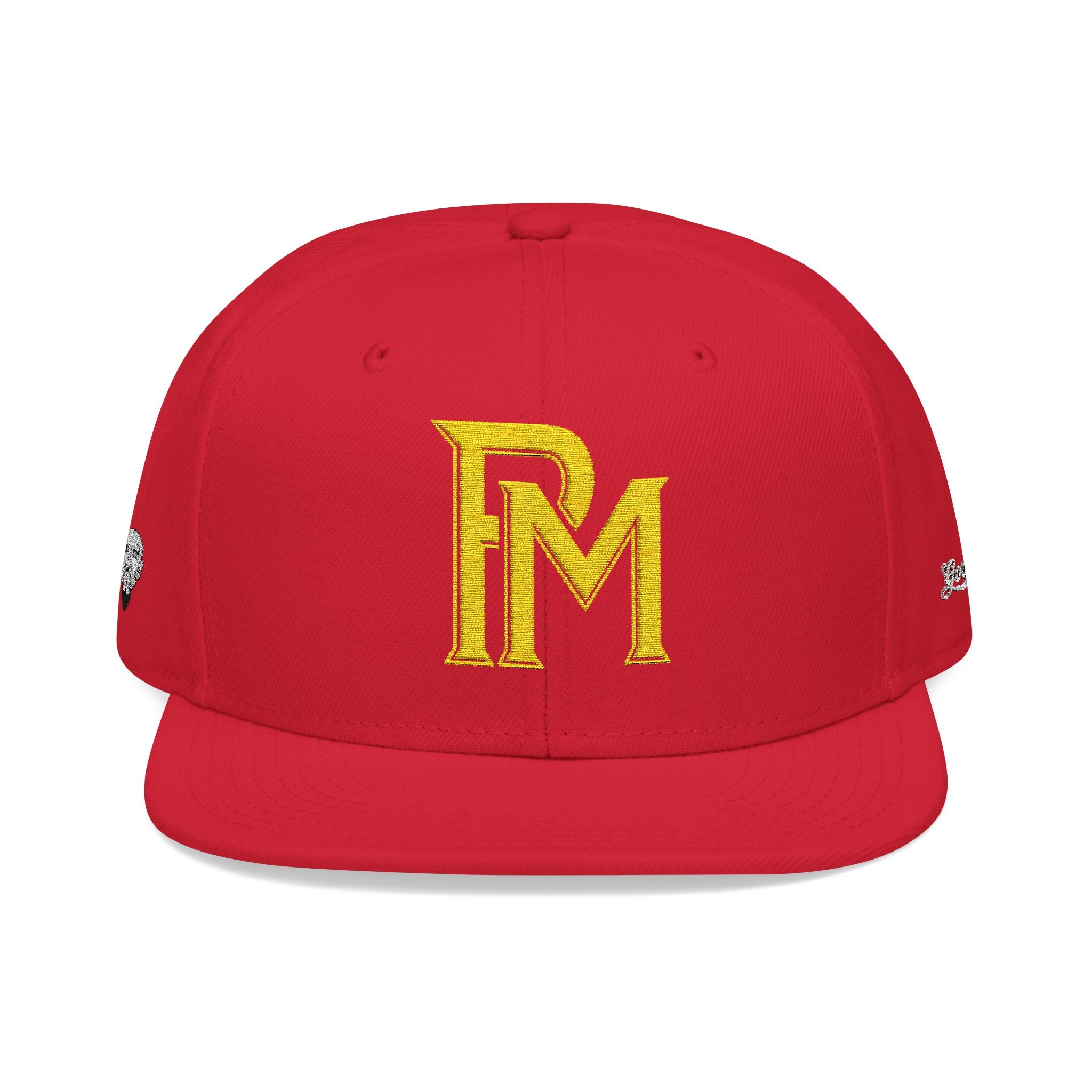 Embroidered 'RM' Snapback Hat — Flat Brim Streetwear Cap